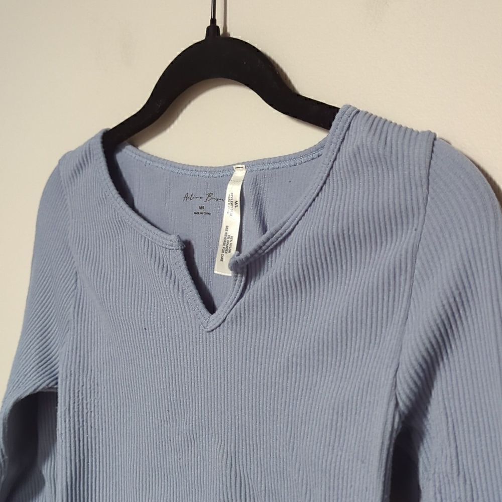 Active Basic Blue Ribbed Croppedlong Sleeve - image 2